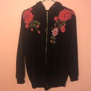 Black hoodie with floral patches